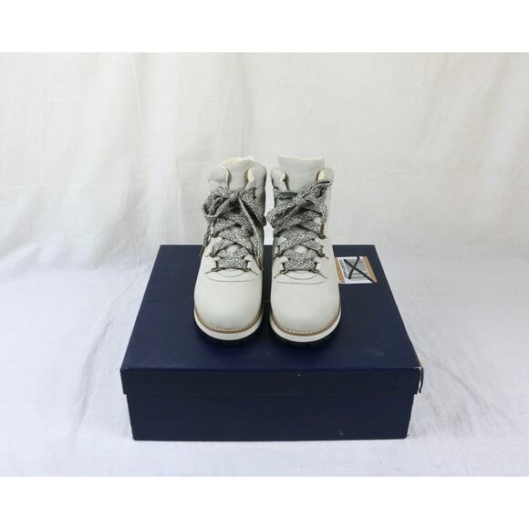 Splendid Women's Potter Hiker Size 6.5 Lace-Up Boot Solid Leather White Gray - Picture 3 of 4